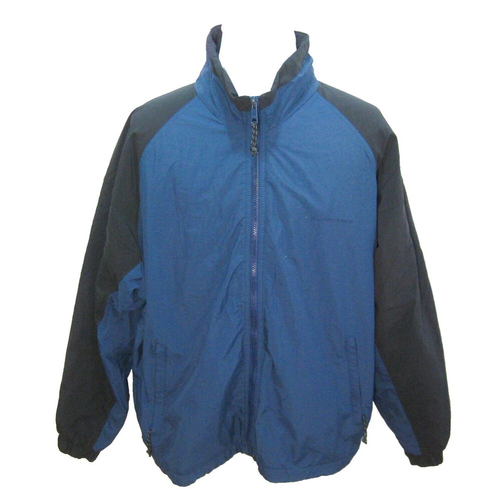 GLACIER'S EDGE Men's Large Blue Warm Winter Jacket Nylon Fleece Lined Rain Coat